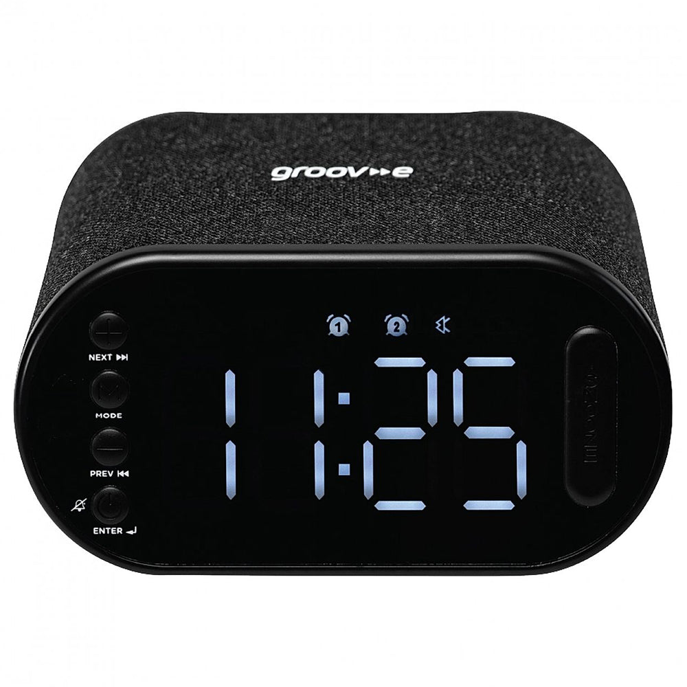 Groov-e Atlas II Alarm Clock Radio with Wireless Charging Pad - Black | GVCR06BK from Groov-e - DID Electrical