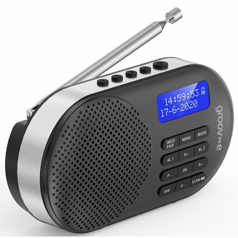 Groov-e Milan Rechargeable DAB/FM Radio with Bluetooth - Black | GVDR05BK from Groov-e - DID Electrical