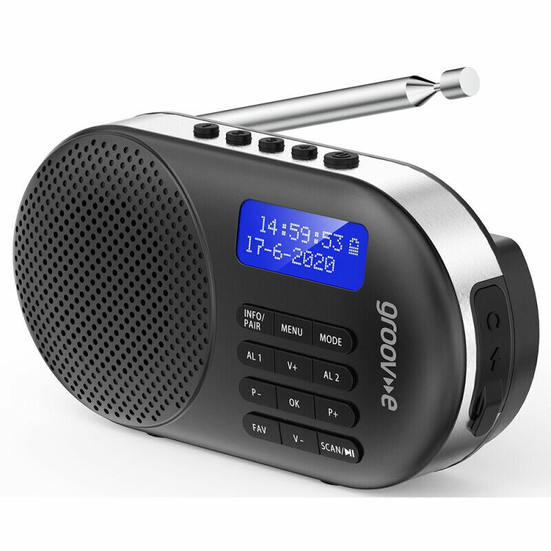 Groov-e Milan Rechargeable DAB/FM Radio with Bluetooth - Black | GVDR05BK from Groov-e - DID Electrical