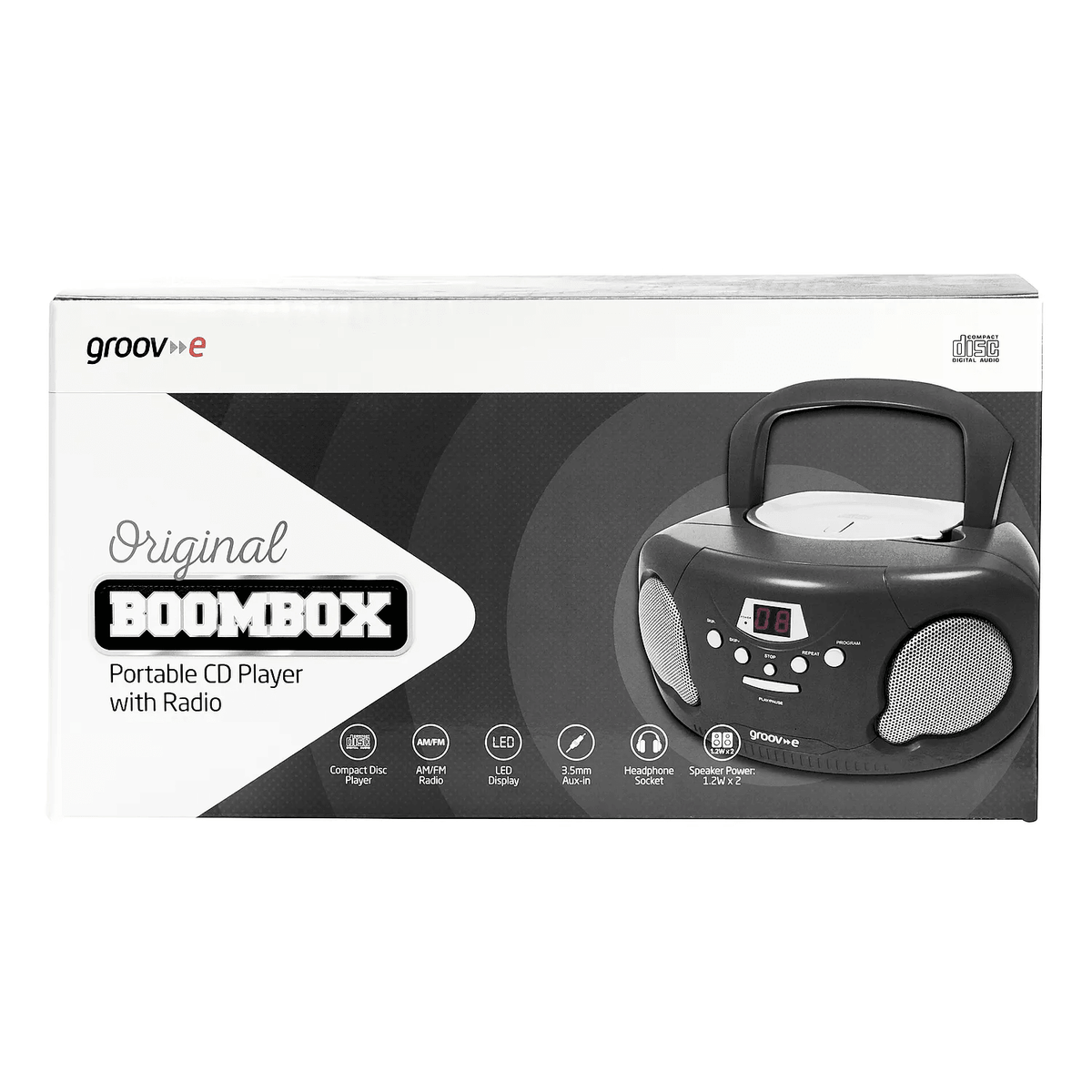 Groov-e Portable CD Player with Radio - Black | GVPS733BLK from Groov-e - DID Electrical