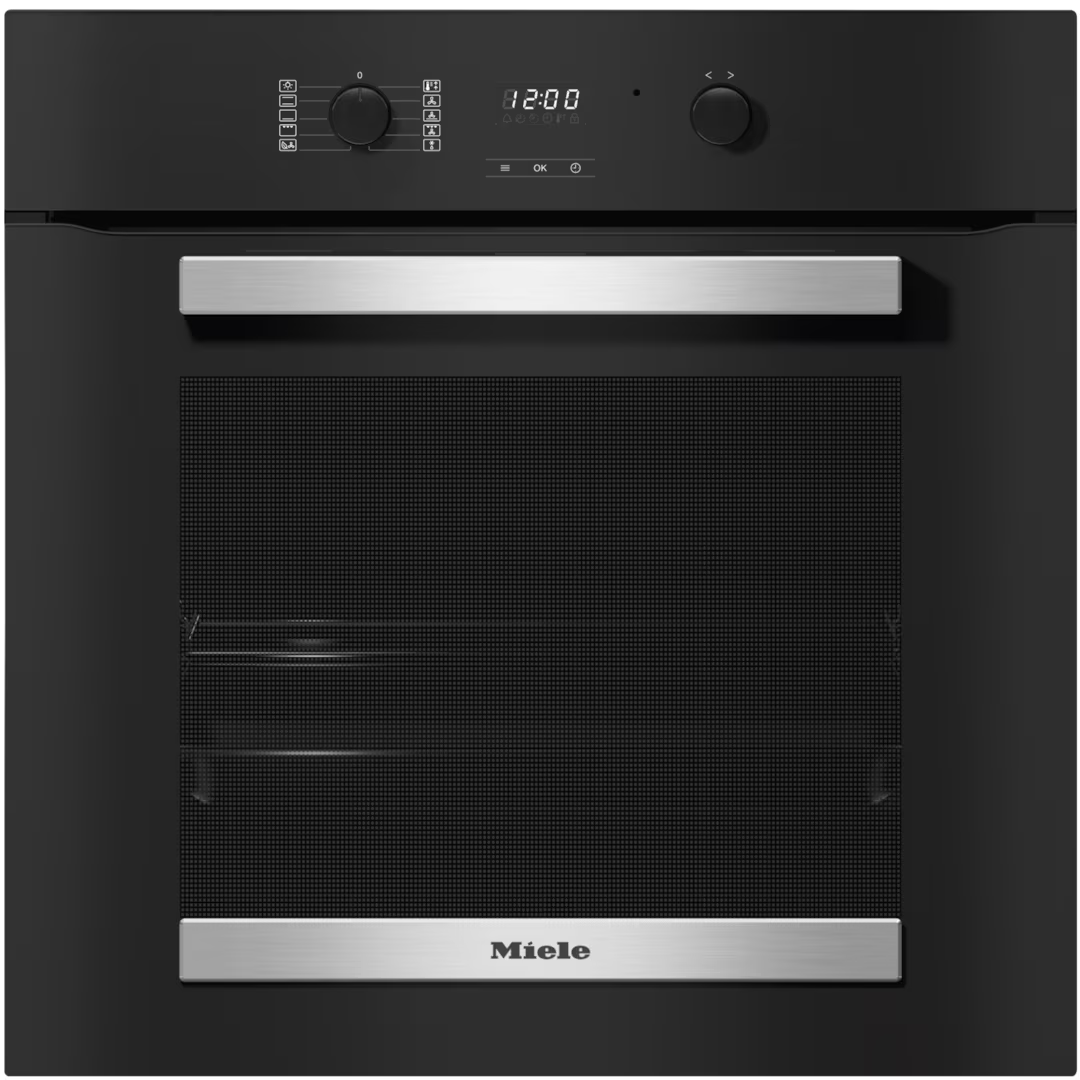 Miele Active 76L Built-In Multifunction Electric Single Oven - Obsidian Black & Stainless Steel | H 2455 B