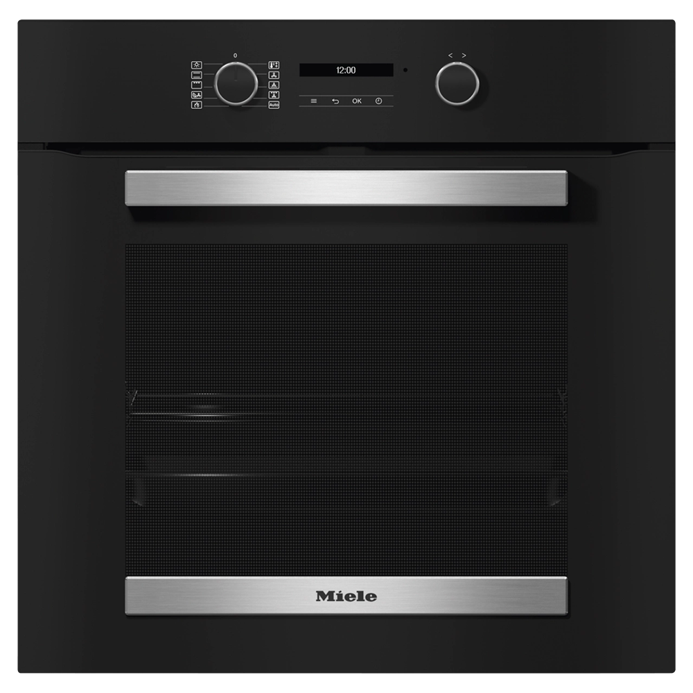 Miele Active 76L Built-In Electric Single Oven - Obsidian Black &amp; Stainless Steel | H2465BP from Miele - DID Electrical