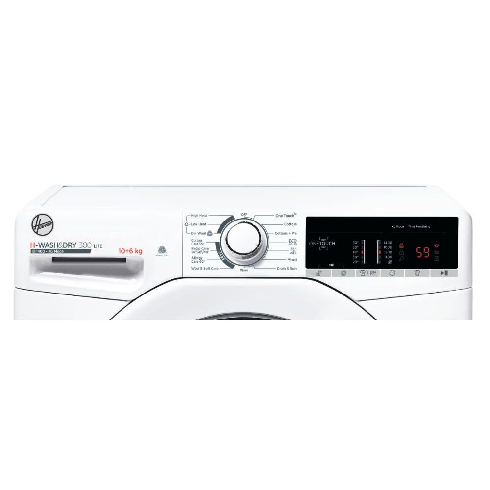 Hoover H-Wash &amp; Dry 300 Lite 10KG/6KG 1400RPM Freestanding Washer Dryer - White | H3D 4106TE/1-80 from Hoover - DID Electrical