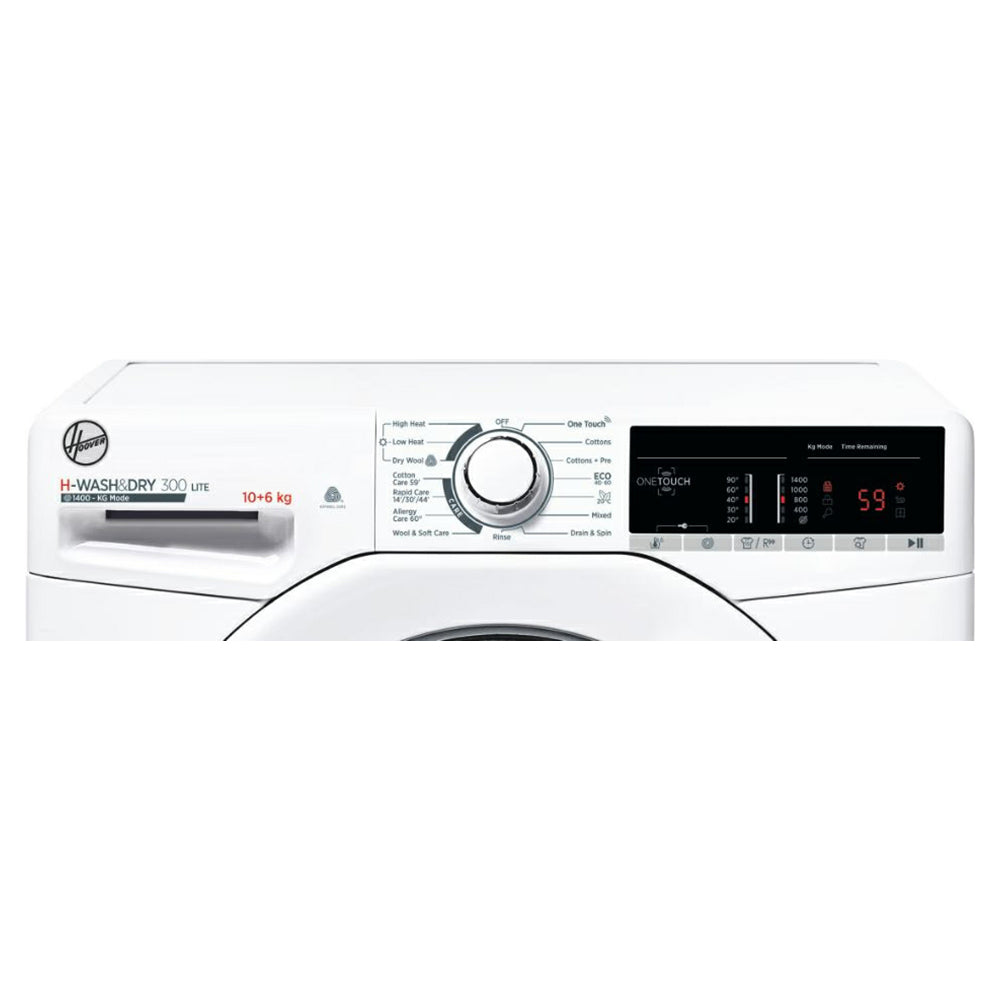 Hoover H-Wash & Dry 300 Lite 10KG/6KG 1400RPM Freestanding Washer Dryer - White | H3D 4106TE/1-80 from Hoover - DID Electrical