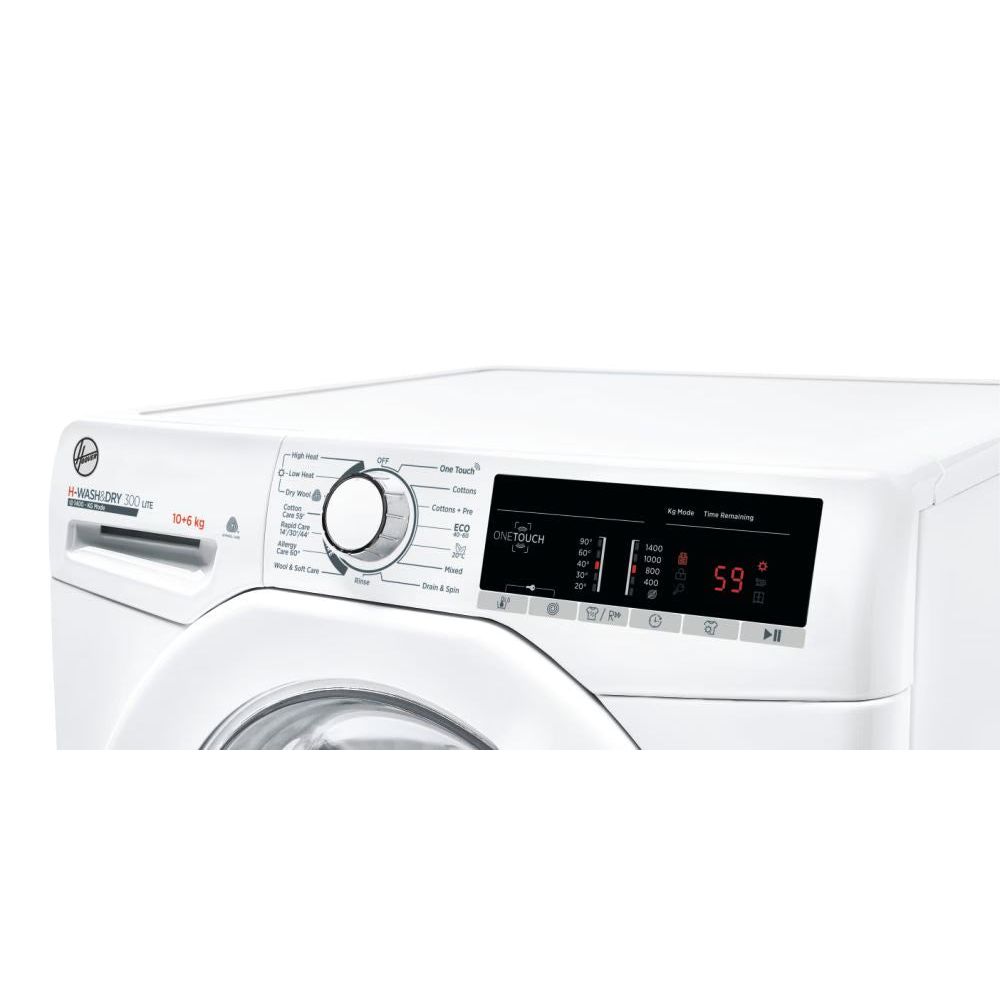 Hoover H-Wash &amp; Dry 300 Lite 10KG/6KG 1400RPM Freestanding Washer Dryer - White | H3D 4106TE/1-80 from Hoover - DID Electrical