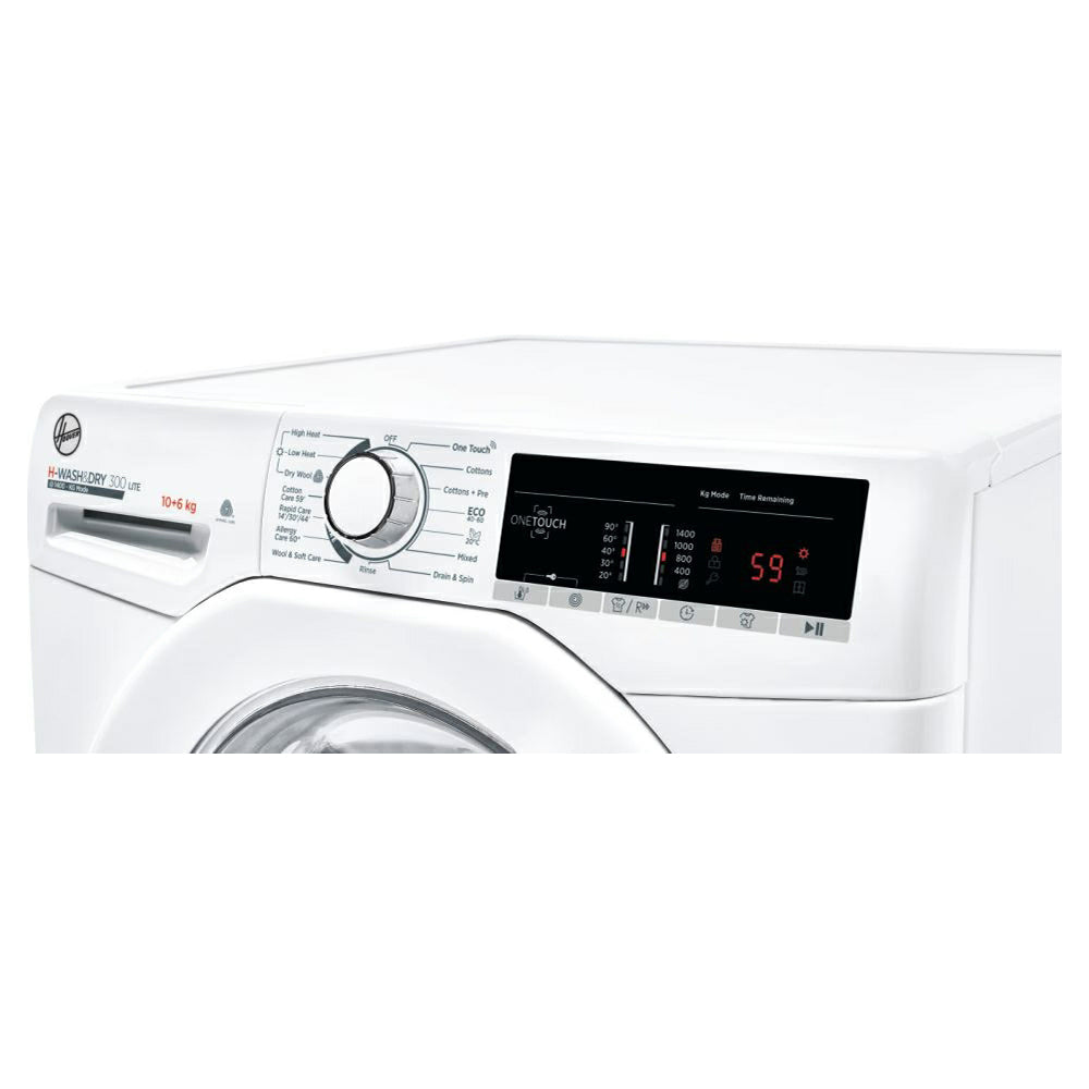 Hoover H-Wash & Dry 300 Lite 10KG/6KG 1400RPM Freestanding Washer Dryer - White | H3D 4106TE/1-80 from Hoover - DID Electrical