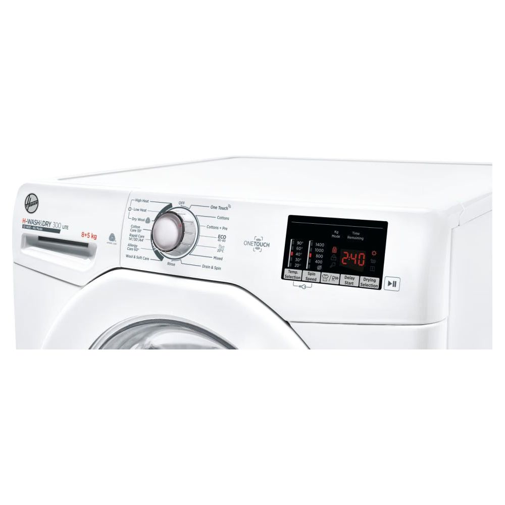 Hoover H-Wash &amp; Dry 300 Lite 8KG/5KG 1400RPM Freestanding Washer Dryer - White | H3D 4852DE/1-80 from Hoover - DID Electrical