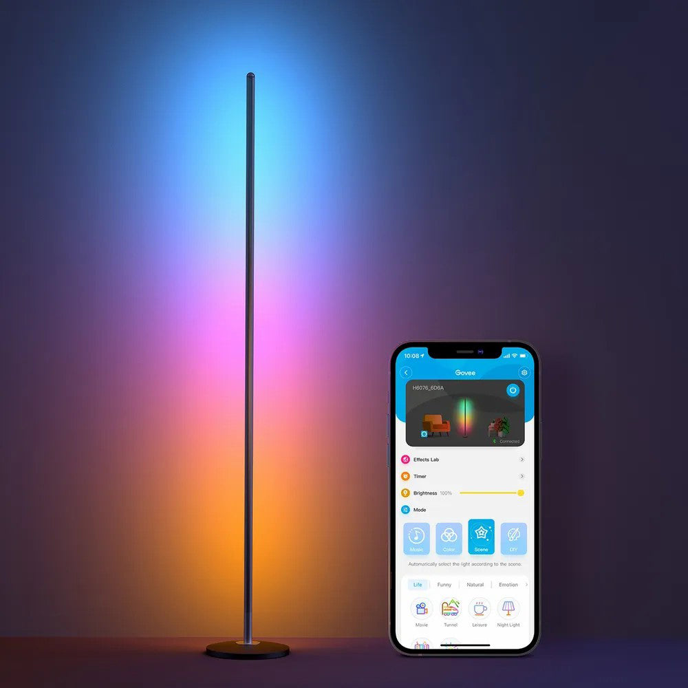 Govee RGBICW Smart Corner Floor Lamp - Black | H6076211-OF-UK from Govee - DID Electrical