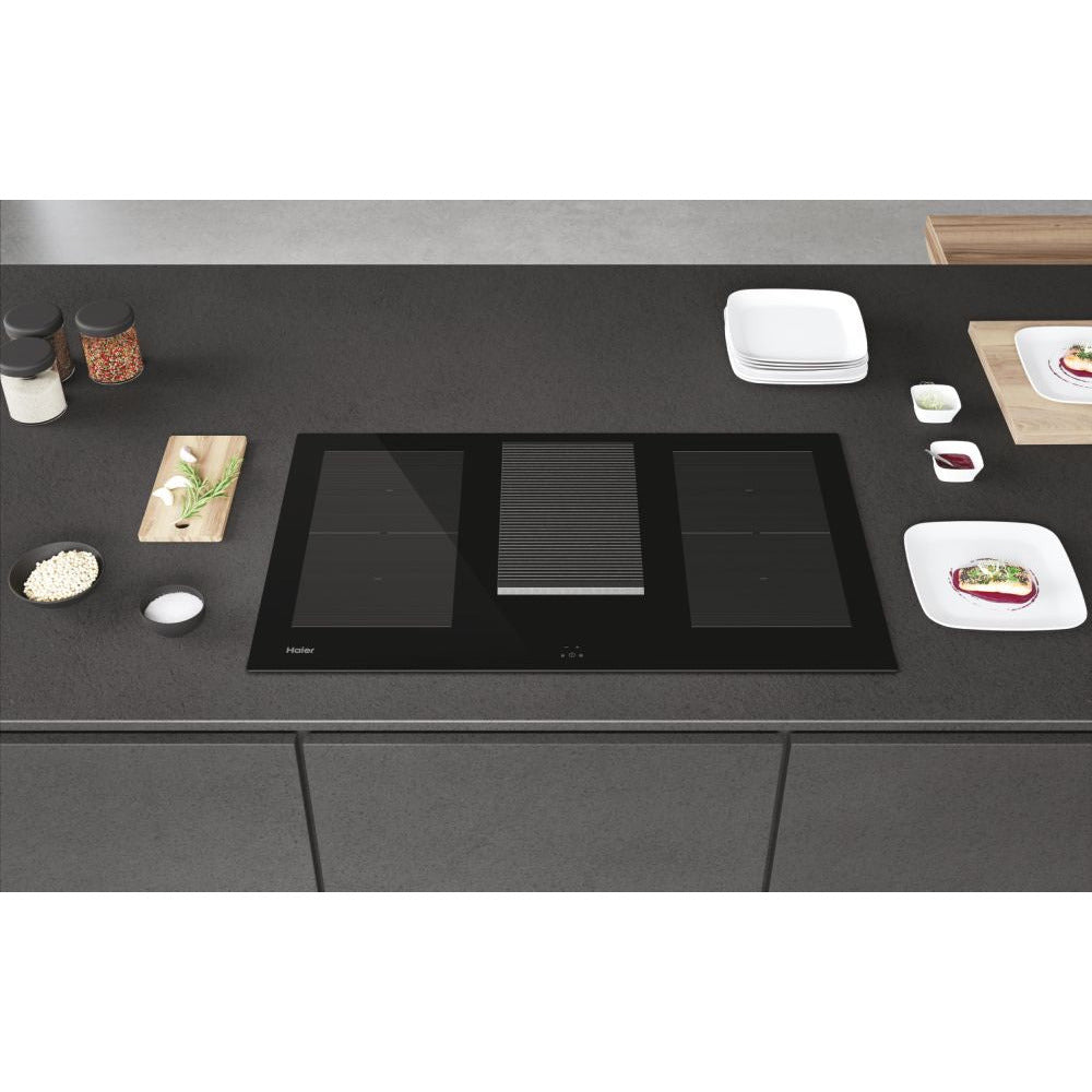 Haier I-Dual Series 6 83cm 4 Zone Electric Induction Vented Hob- Black | HAIH8IFMCF from Haier - DID Electrical