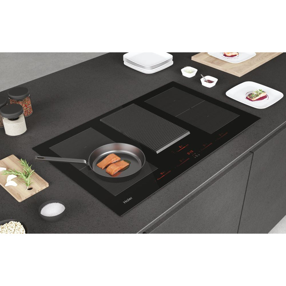Haier I-Dual Series 6 83cm 4 Zone Electric Induction Vented Hob- Black | HAIH8IFMCF from Haier - DID Electrical