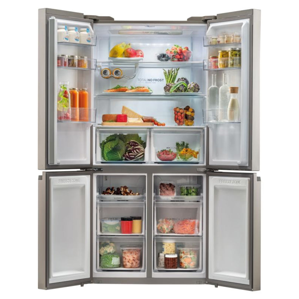 Haier Cube 90 Series 5 643L Frost Free Freestanding Multi Door Fridge Freezer - New Platinum Inox | HCR59F19ENMMUK from Haier - DID Electrical