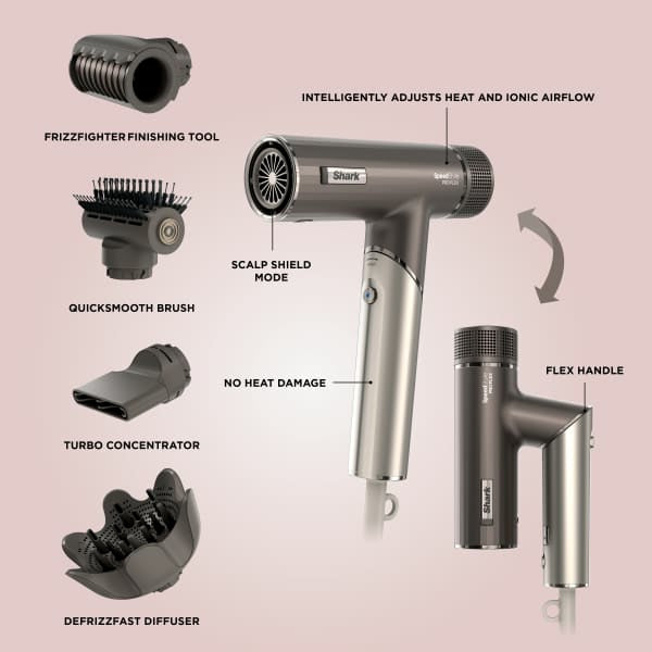 Shark SpeedStyle Pro Flex 4-In-1 High Velocity Hair Dryer - Mocha &amp; Silver | HD542UK from Shark - DID Electrical