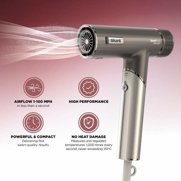 Shark SpeedStyle Pro Flex 4-In-1 High Velocity Hair Dryer - Mocha &amp; Silver | HD542UK from Shark - DID Electrical