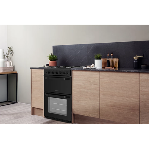 Hotpoint 50CM Freestanding Gas Double Cooker - Black | HD5G00KCB/UK from Hotpoint - DID Electrical