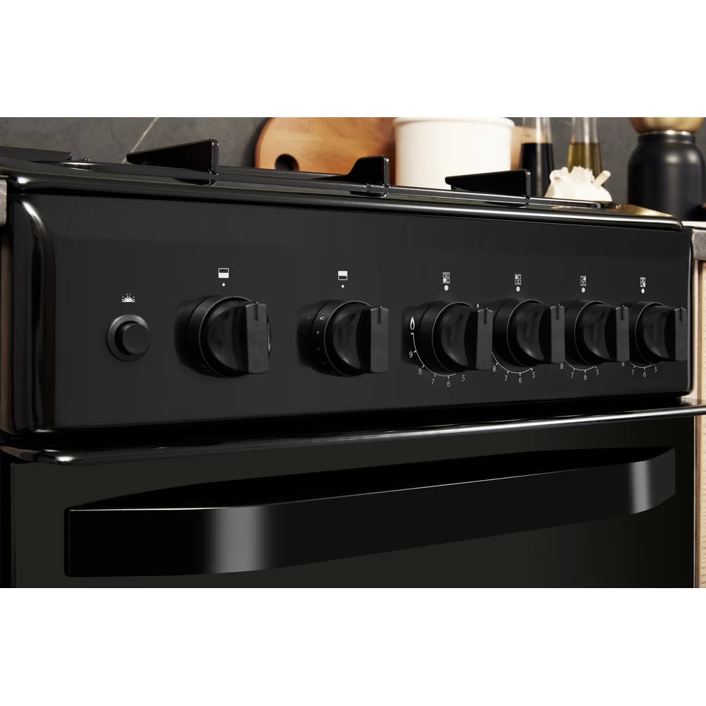 Hotpoint 50CM Freestanding Gas Double Cooker - Black | HD5G00KCB/UK from Hotpoint - DID Electrical