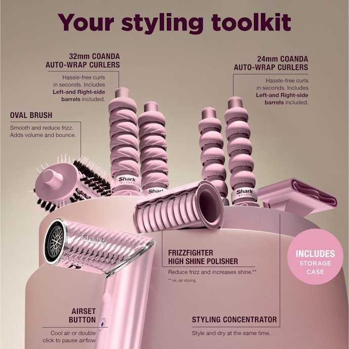 Shark FlexStyle IonCurl 4-in-1 Air Styler & Hair Dryer - Pink | HD850UKPK