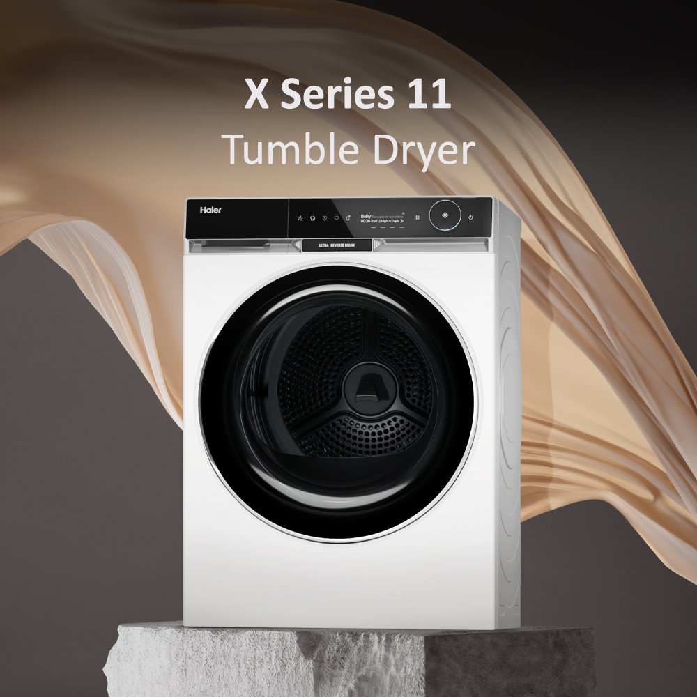 Haier X Series 11 9KG Freestanding Heat Pump Tumble Dryer - White | HD90-A3Q397U1-UK from Haier - DID Electrical
