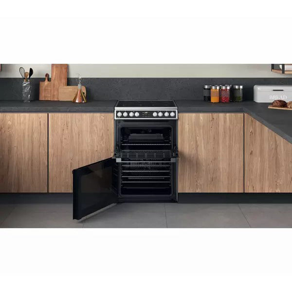 Hotpoint 60cm Freestanding Electric Double Cooker - Inox | HDM67V8D2CX from Hotpoint - DID Electrical