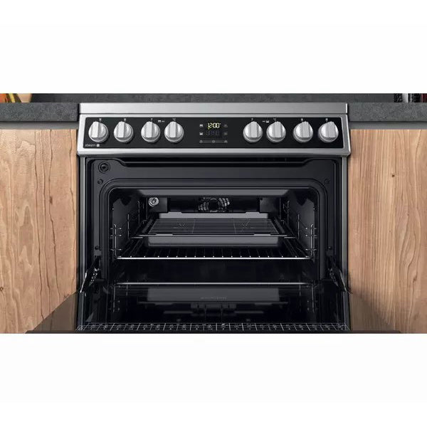 Hotpoint 60cm Freestanding Electric Double Cooker - Inox | HDM67V8D2CX from Hotpoint - DID Electrical