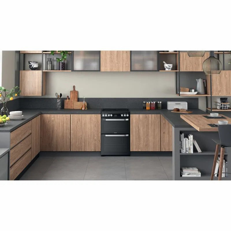 Hotpoint 60cm Freestanding Electric Double Cooker - Black | HDM67V9HCB from Hotpoint - DID Electrical