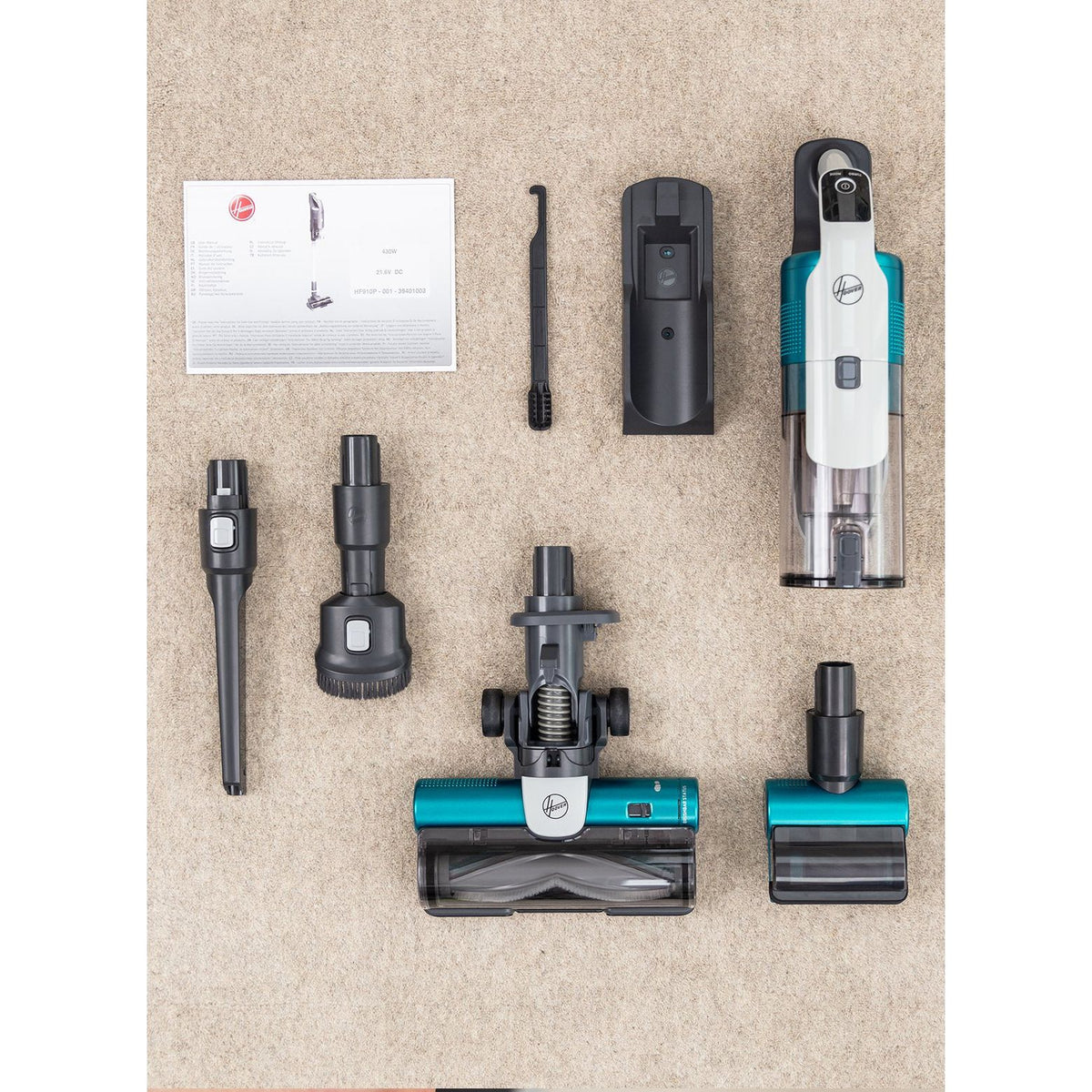 Hoover 0.7L HF9 Anti-Twist Cordless Pet Vacuum Cleaner - Grey &amp; Turquoise | HF910P from Hoover - DID Electrical