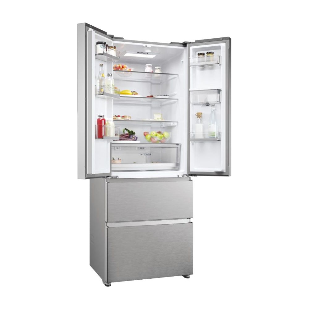 Haier FD 70 Series 5 444L No Frost Multi Door Freestanding Fridge Freezer - Platinum Inox | HFR5719EWMP from Haier - DID Electrical