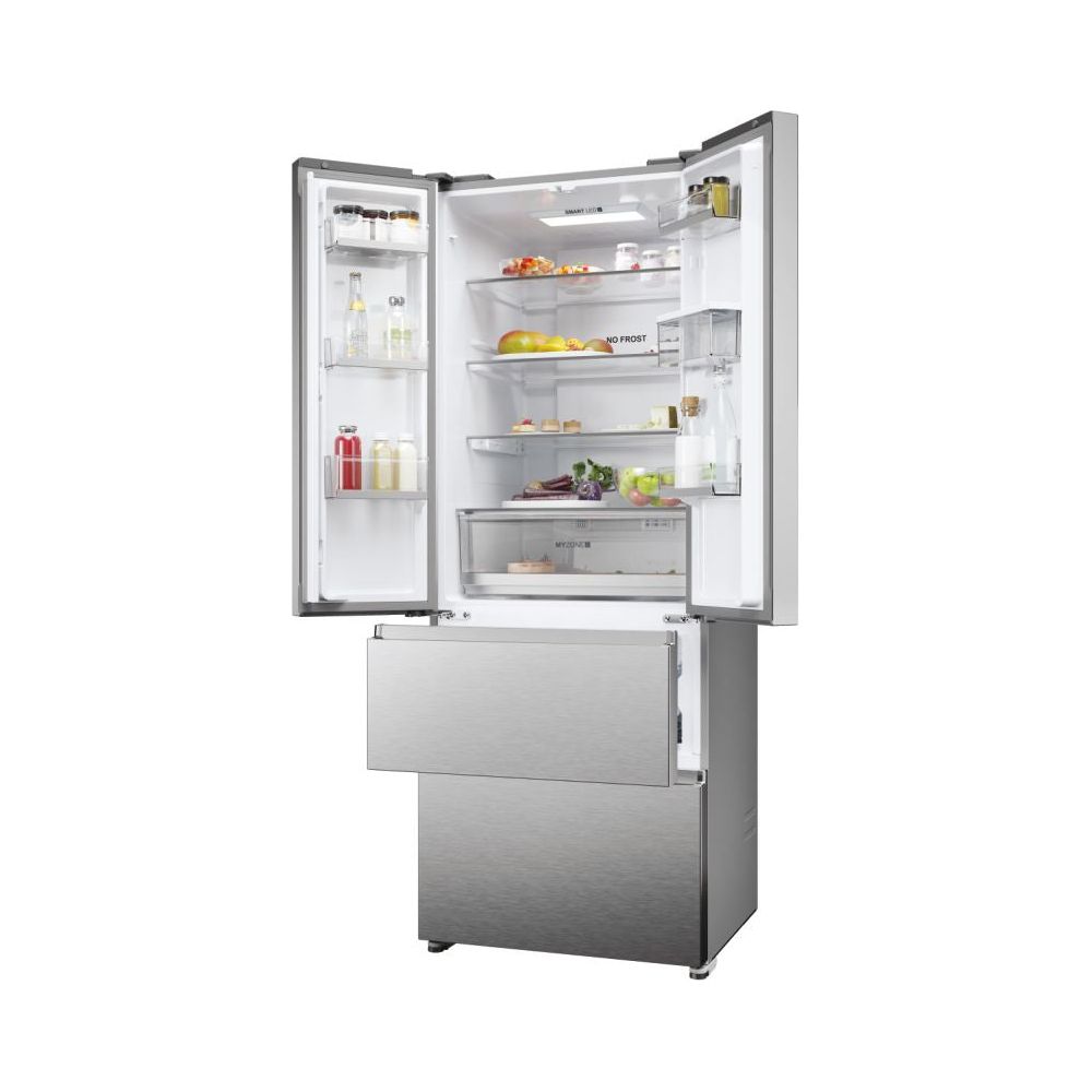 Haier FD 70 Series 5 444L No Frost Multi Door Freestanding Fridge Freezer - Platinum Inox | HFR5719EWMP from Haier - DID Electrical
