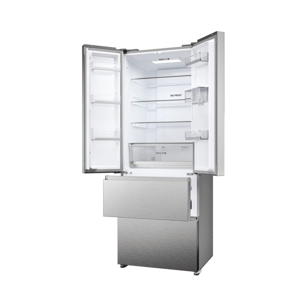 Haier FD 70 Series 5 444L No Frost Multi Door Freestanding Fridge Freezer - Platinum Inox | HFR5719EWMP from Haier - DID Electrical