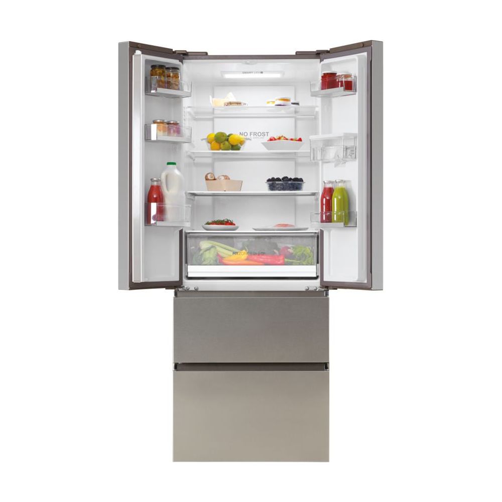 Haier FD 70 Series 5 444L No Frost Multi Door Freestanding Fridge Freezer - Platinum Inox | HFR5719EWMP from Haier - DID Electrical