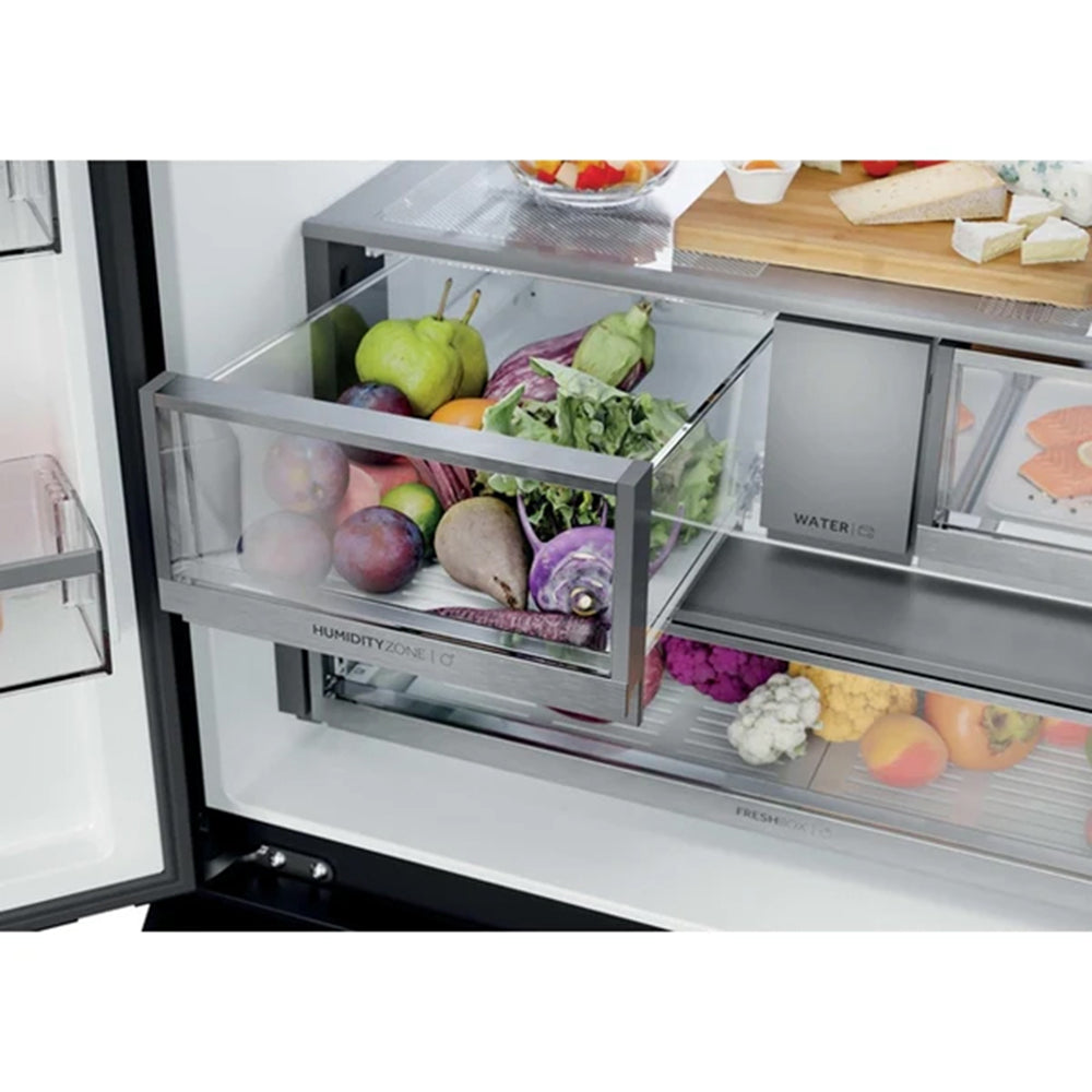 Haier FD 90 Series 7 703L Freestanding French Door Fridge Freezer - Glass Inox | HFR79F19DFGB from Haier - DID Electrical