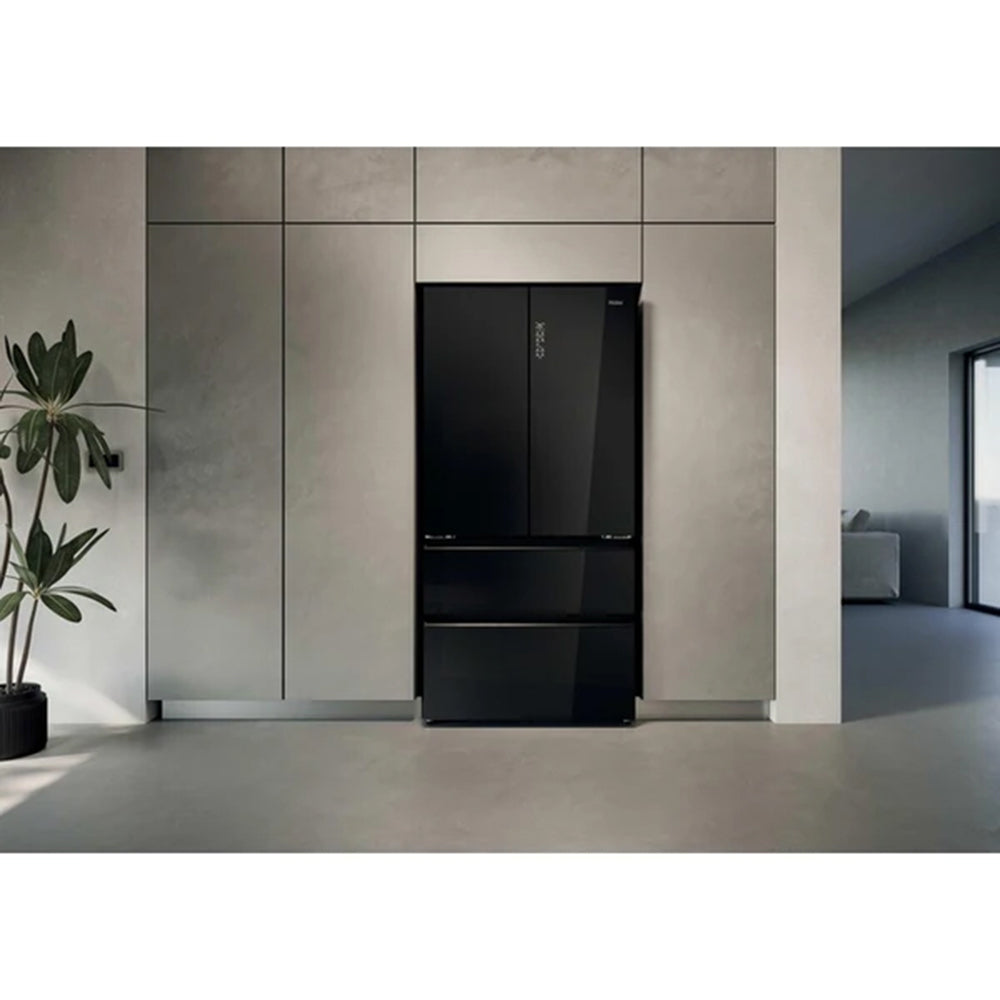 Haier FD 90 Series 7 703L Freestanding French Door Fridge Freezer - Glass Inox | HFR79F19DFGB from Haier - DID Electrical