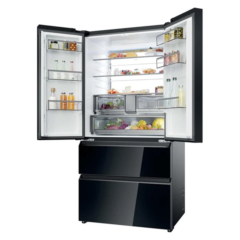Haier FD 90 Series 7 703L Freestanding French Door Fridge Freezer - Glass Inox | HFR79F19DFGB from Haier - DID Electrical