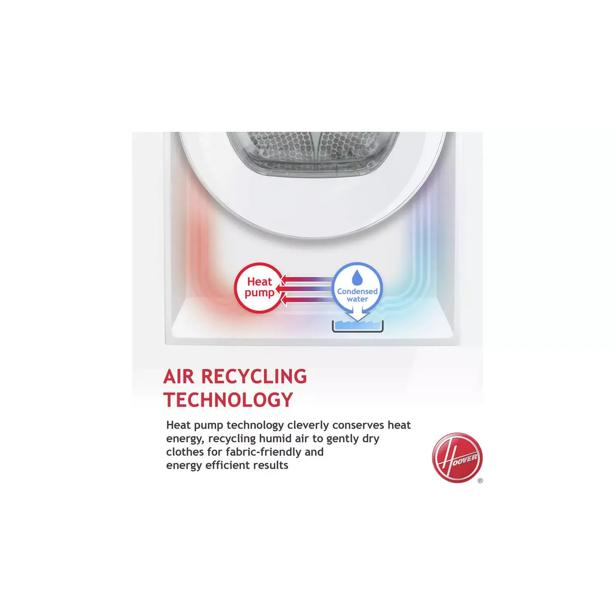 Hoover H-DRY 300 8KG Freestanding Heat Pump Tumble Dryer - White | HLE H8A2DE-80 from Hoover - DID Electrical