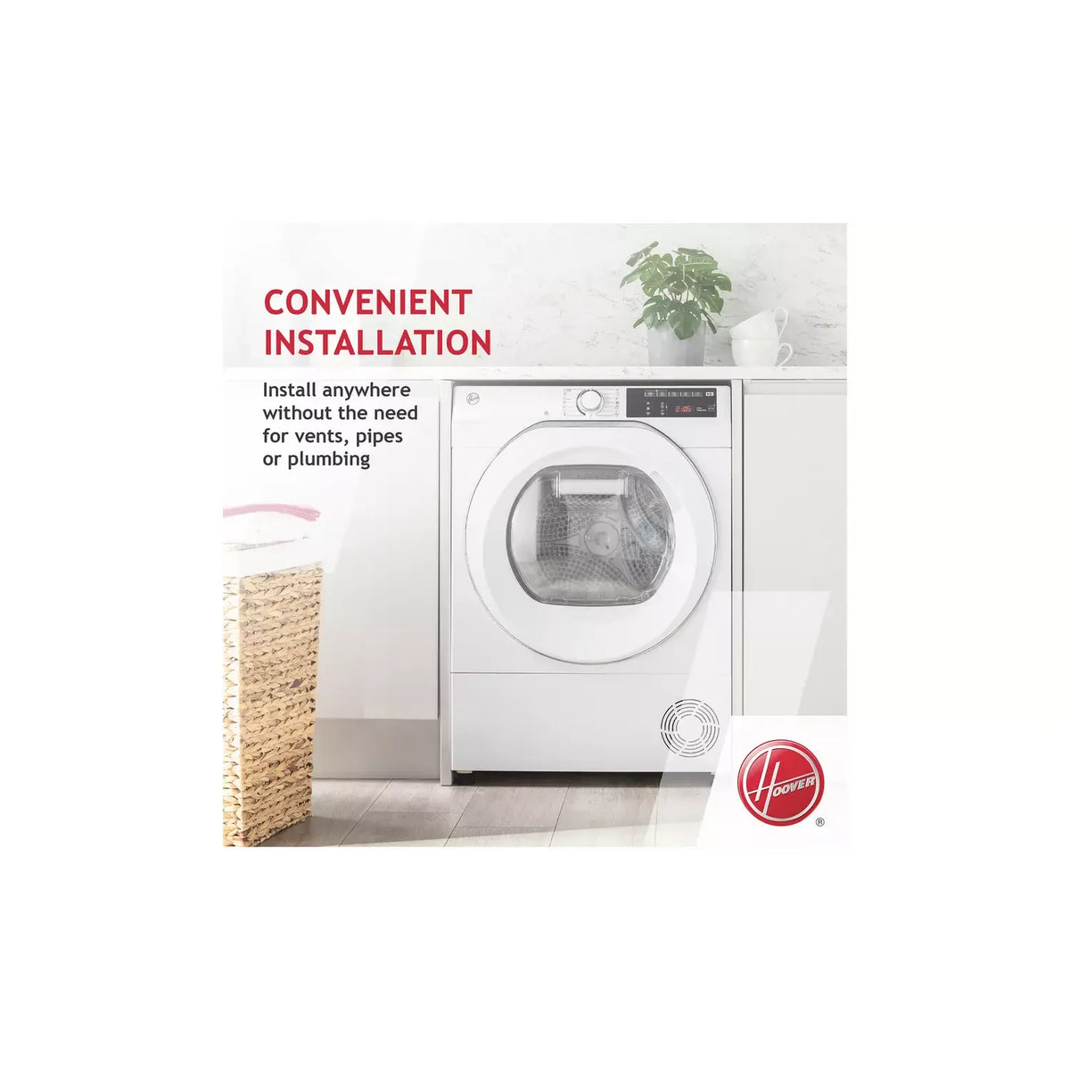 Hoover H-DRY 300 8KG Freestanding Heat Pump Tumble Dryer - White | HLE H8A2DE-80 from Hoover - DID Electrical