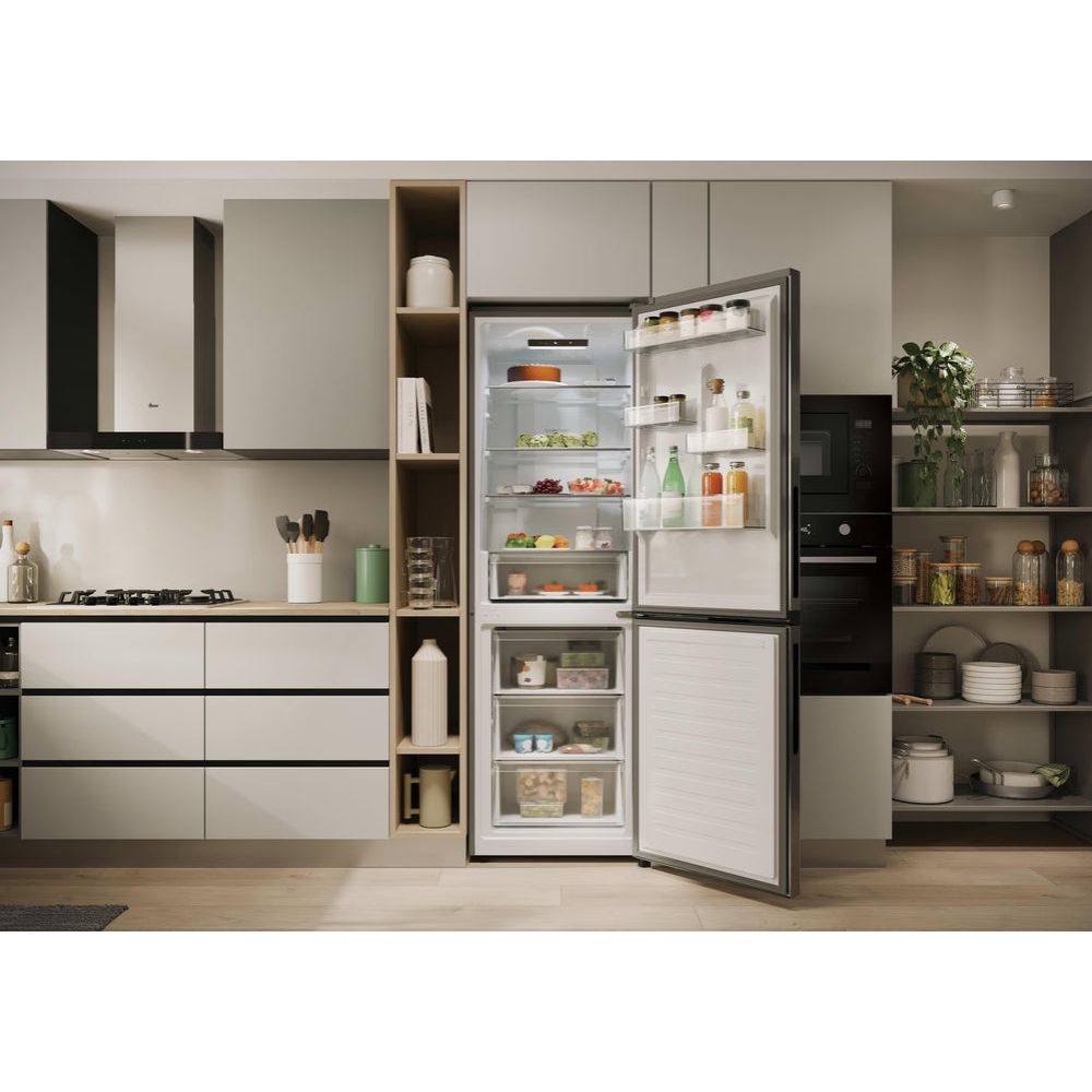 Hoover H-COMBI 300 355 Frost Free Freestanding Fridge Freezer - Inox | HONCQ2T618EXK from Hoover - DID Electrical