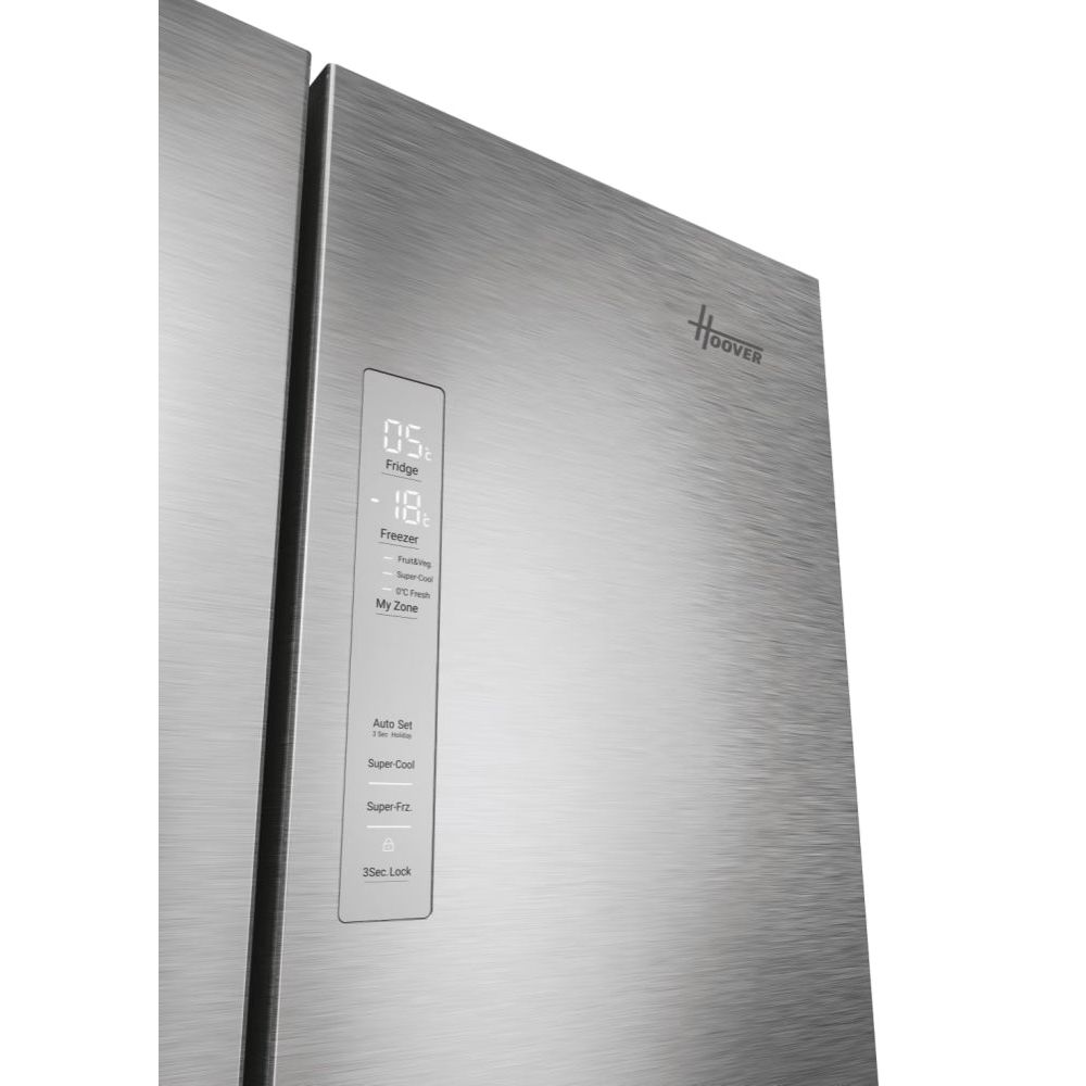 Hoover H-Fridge 700 Maxi 402L Frost Free Freestanding French Door Fridge Freezer - Platinum Inox | HONFQ2T718EXK from Hoover - DID Electrical