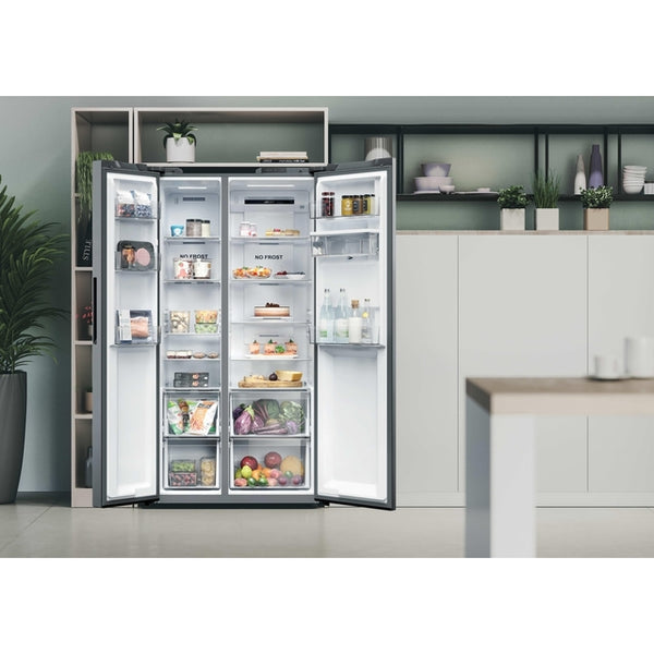 Hoover H-Fridge 500 Maxi 523L Frost Free American Style Fridge Freezer - Inox | HONSQ2T918EWXK
