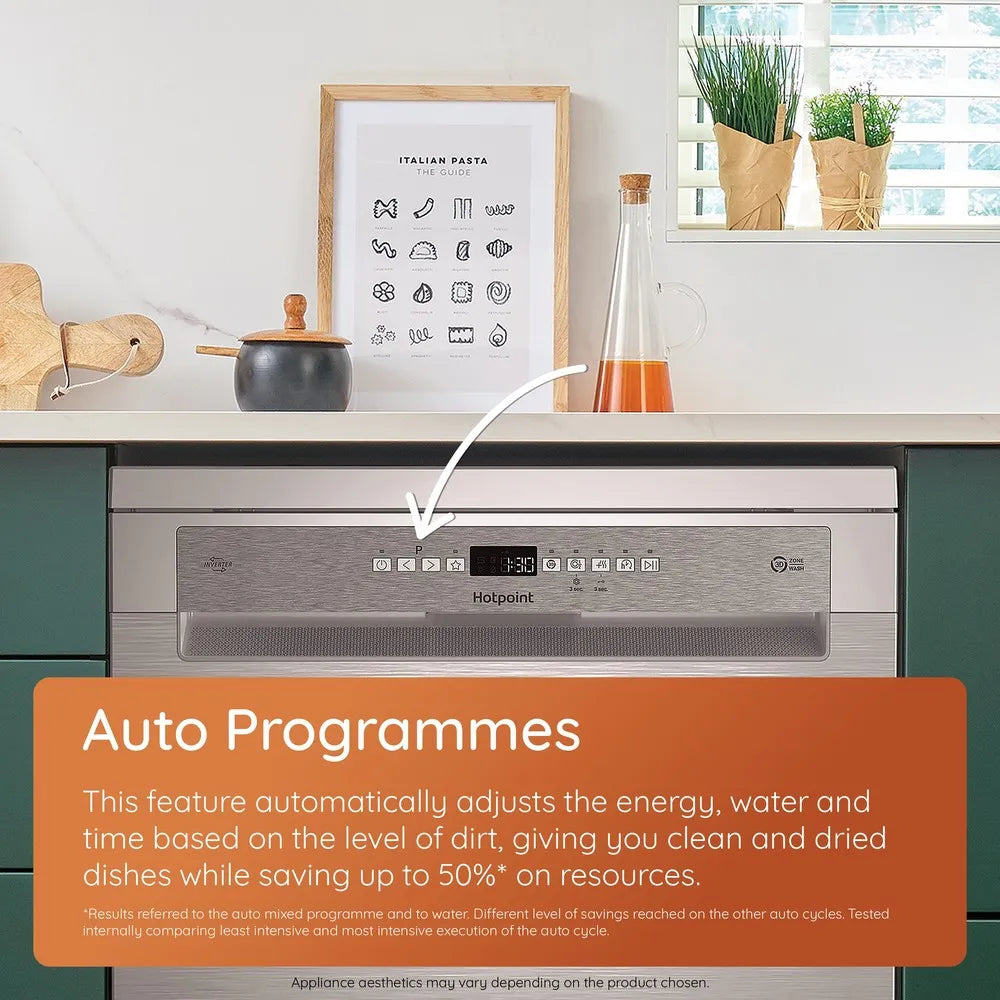 Hotpoint 60CM Freestanding Standard Dishwasher - Inox | HP2FFC14BN6XUK