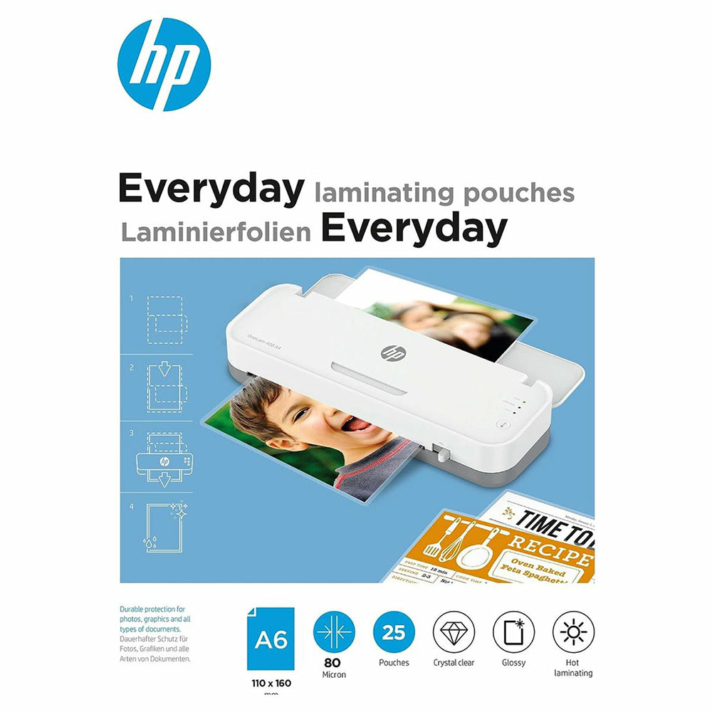 HP A6 80 Micron Everyday Laminating Pouches - Transparent | HP9156 from HP - DID Electrical