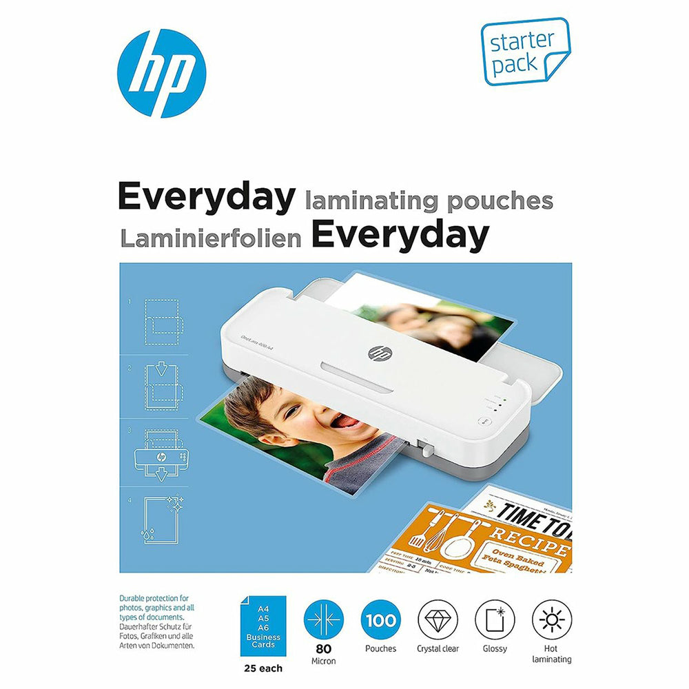 HP 80 Micron Everyday Laminating Pouches - Transparent | HP9158 from HP - DID Electrical