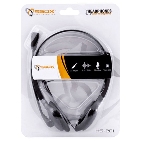 Sbox On-Ear Wired Headset - Black | HS-201 from Sbox - DID Electrical