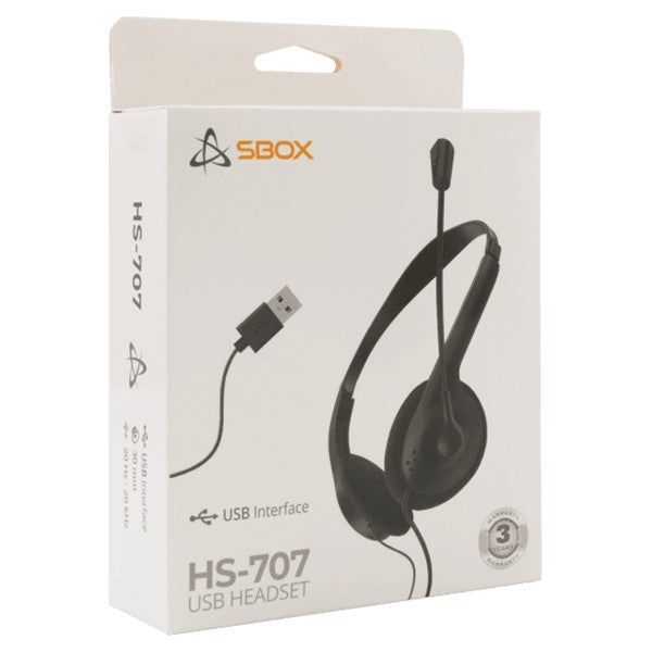 Sbox On-Ear Wired Headset - Black | HS-707 from Sbox - DID Electrical