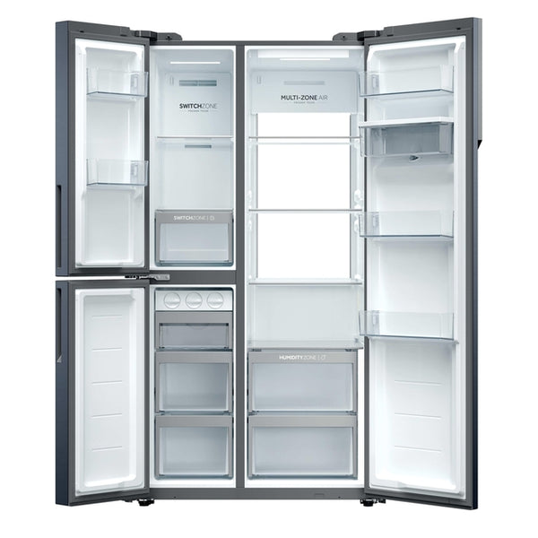 Haier S+ Series 7 573L Frost Free Freestanding American Fridge Freezer - Brushed Black | HSPR79F18EWMBUK from Haier - DID Electrical