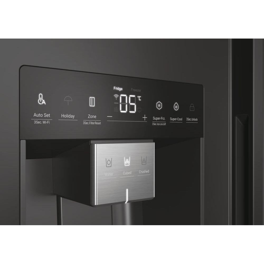 Haier SBS 90 Series 5 601L Frost Free Freestanding American Fridge Freezer - Slate Black | HSW59F18EIPT from Haier - DID Electrical