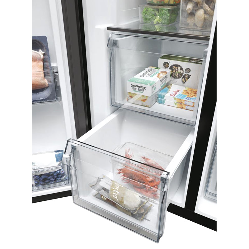 Haier SBS 90 Series 5 601L Frost Free Freestanding American Fridge Freezer - Slate Black | HSW59F18EIPT from Haier - DID Electrical