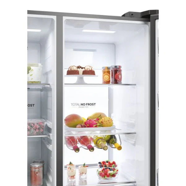 Haier SBS 90 Series 7 601L Freestanding American Fridge Freezer - Platinum Inox | HSW79F18CIMM