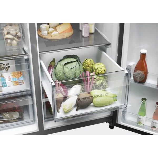 Haier SBS 90 Series 7 601L Freestanding American Fridge Freezer - Platinum Inox | HSW79F18CIMM