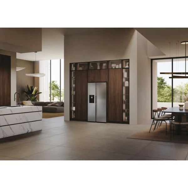 Haier SBS 90 Series 7 601L Freestanding American Fridge Freezer - Platinum Inox | HSW79F18CIMM