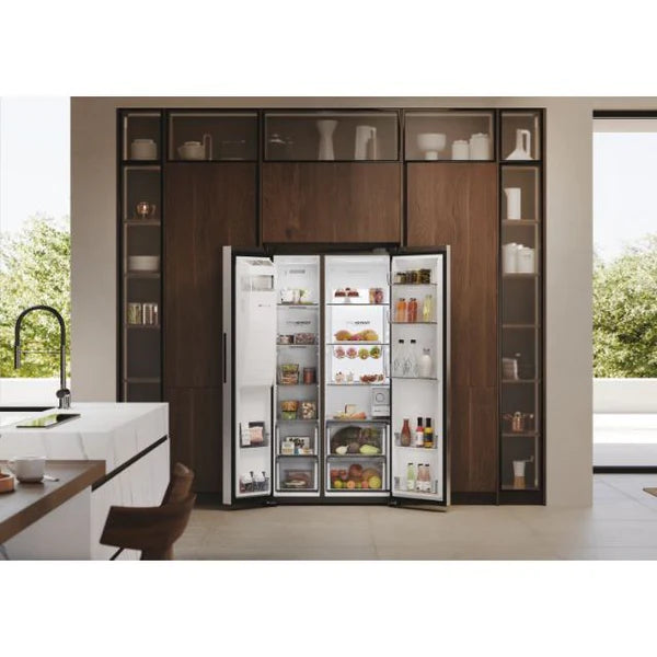 Haier SBS 90 Series 7 601L Freestanding American Fridge Freezer - Platinum Inox | HSW79F18CIMM