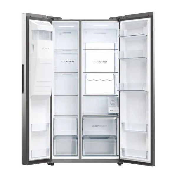 Haier SBS 90 Series 7 601L Freestanding American Fridge Freezer - Platinum Inox | HSW79F18CIMM